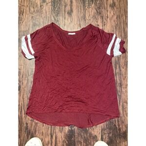 Charlotte Russe Brand Women's Casual Sporty Maroon with Grey Stripes